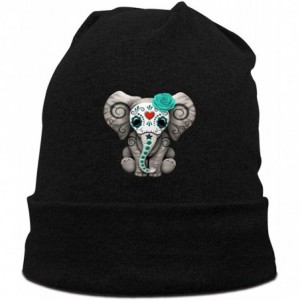 Skullies & Beanies Knitted Caps Square is Rare car Classic Men's Warm Winter Hats Knit Cuff - Blue Sugar Skull Elephant /Blac...