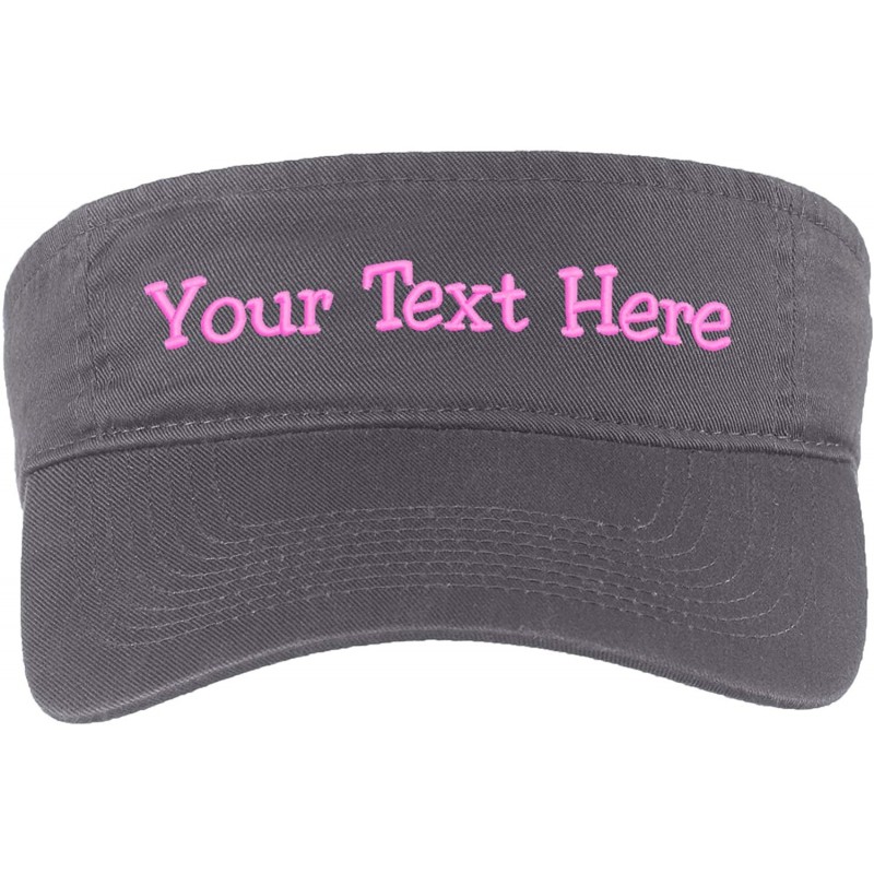 Visors Custom Visor Hat Embroider Your Own Text Customized Adjustable Fit Men Women Visor Cap - Charcoal - CR18T2ZZ73I $38.89