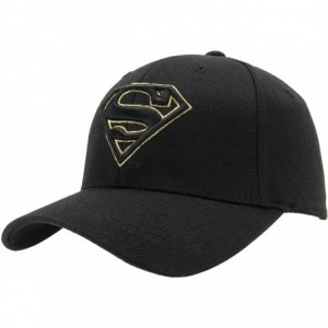 Baseball Caps DC Comics Superman Fitted Hat Men Women Flexfit Baseball Ball Cap Officially Licensed - Black/Gold Line - CM184...