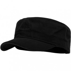 Baseball Caps Fashionable Solid Color Unisex Adjustable Strap Cadet Cap - Black - CI11KMUUZ8H $18.57