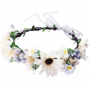 Headbands Adjustable Flower Headband Floral Garland Crown Halo Headpiece Boho with Ribbon Wedding Festival Party - 9 - CX18GM...