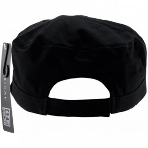 Baseball Caps Fashionable Solid Color Unisex Adjustable Strap Cadet Cap - Black - CI11KMUUZ8H $18.57