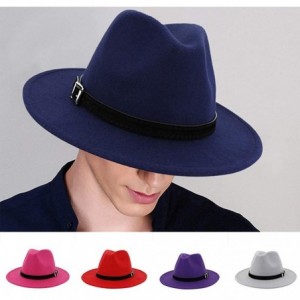 Fedoras Belt Buckle Fedoras Women's Hat Wide Brim Jazz Hats Classic Mens Manhattan Hats - Light Gray - CA1935LMI2X $16.94