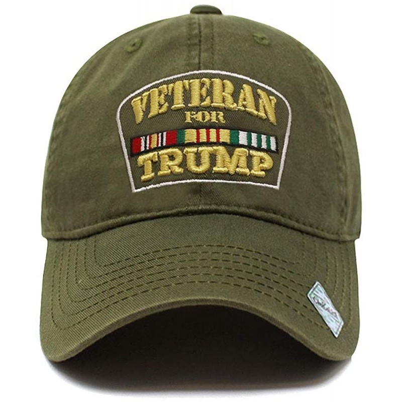 Baseball Caps Veterans for Trump Dad Hat Cotton Ball Cap Baseball Cap Hand Wash PC101 - Pc101 Army Green - C318CIY4WTR $27.22