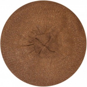 Berets Women's Warm Metallic Stripe Knit Beret Hat - Light Brown - C211LGXXYZ5 $18.67