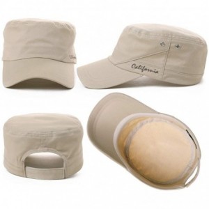 Newsboy Caps Mens Cotton Military Cadet Army Cap Flat Top Baseball Hats Outdoor Casual Summer Sun Hat Adjustable 56-60CM Beig...