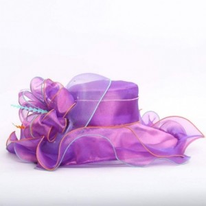 Sun Hats Women's Organza Kentucky Derby Tea Party Hat - Design 6 - Purple - CN193ST548W $22.72