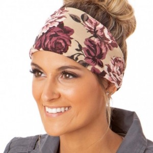 Headbands Adjustable & Stretchy Printed Xflex Wide Headbands for Women Girls & Teens (Tan Floral Soft Xflex 1pk) - CI18HA7TN6...