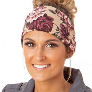 Headbands Adjustable & Stretchy Printed Xflex Wide Headbands for Women Girls & Teens (Tan Floral Soft Xflex 1pk) - CI18HA7TN6...