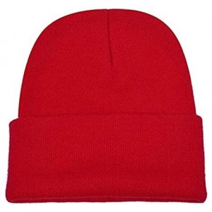 Skullies & Beanies Unisex Beanie Cap Knitted Warm Solid Color and Multi-Color Multi-Packs - 3 Pack - Red - CY18LZ5O7D0 $22.06