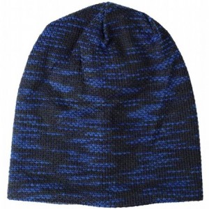 Skullies & Beanies Men Winter Skull Cap Beanie Large Knit Hat with Thick Fleece Lined Daily - L - Blue - CO18ZD7E363 $29.18