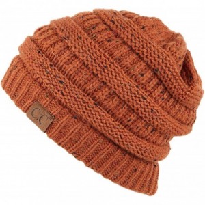 Skullies & Beanies Unisex Colorful Confetti Soft Stretch Cable Knit Beanie Skull Cap - Rust - CY12NYTSJ9K $19.72