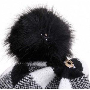 Skullies & Beanies Winter Soft Stretch Buffalo Plaid Cuff Beanie Hat Thick Chunky Warm Knit Skull Ski Cap - 1 Black/White - C...
