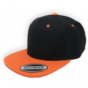 Baseball Caps Blank Adjustable Snapback Cap-Classic Flat Bill Visor Hat Baseball Cap - Black/Orange - C218DL3O4ID $23.66
