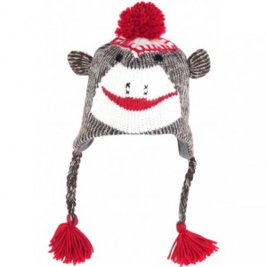 Skullies & Beanies Adult Size Sock Monkey Knit Hat with Poly-Fleece Lining - CF115H64H9J $20.15