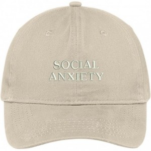 Baseball Caps Social Anxiety Embroidered Cap Premium Cotton Dad Hat - Stone - CD18205YUMX $38.90