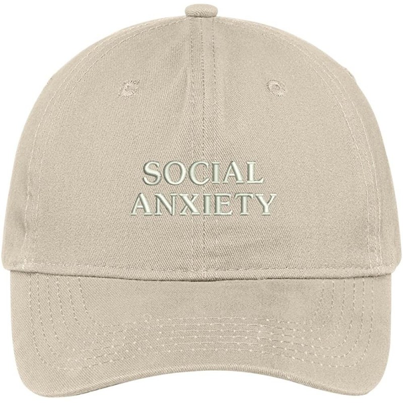 Baseball Caps Social Anxiety Embroidered Cap Premium Cotton Dad Hat - Stone - CD18205YUMX $34.04