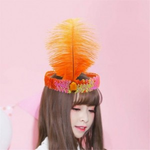 Headbands Sequins Feather Headpiece 1920s Carnival Party Event Vintage Headband Flapper - Orange - CF18A74AA3G $17.47