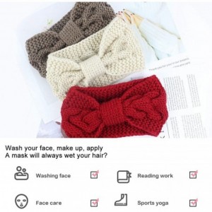 Headbands Womens Winter Knitted Headband - Soft Crochet Bow Twist Hair Band Turban Headwrap Hat Cap Ear Warmer - C-beige - CH...