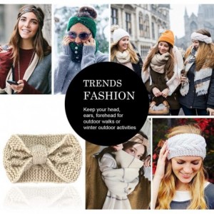 Headbands Womens Winter Knitted Headband - Soft Crochet Bow Twist Hair Band Turban Headwrap Hat Cap Ear Warmer - C-beige - CH...