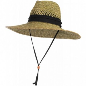 Sun Hats Vented Straw Lifeguard Sun Hat w/ 4.5-inch-Wide Brim & Chin Strap - One Size - CQ17XQCTITO $35.25
