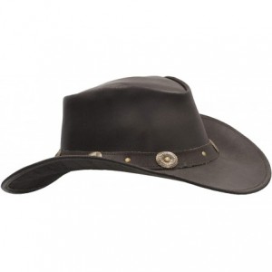Cowboy Hats Leather Cowhide Outback Cowboy Conchos Hat - Dark Brown - CE18Q8RH3GM $97.94