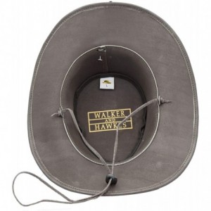 Cowboy Hats Leather Cowhide Outback Cowboy Conchos Hat - Dark Brown - CE18Q8RH3GM $87.44