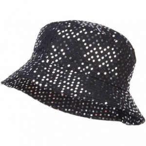 Bucket Hats Ladies Bling Disk Bucket Hat - Black - CI12ENS0PZL $49.53