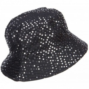 Bucket Hats Ladies Bling Disk Bucket Hat - Black - CI12ENS0PZL $41.08