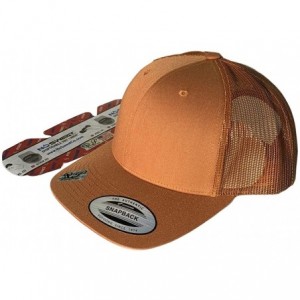 Baseball Caps Yupoong 6606 Curved Bill Trucker Mesh Snapback Hat with NoSweat Hat Liner - Caramel - CL18XSO7XRS $26.42