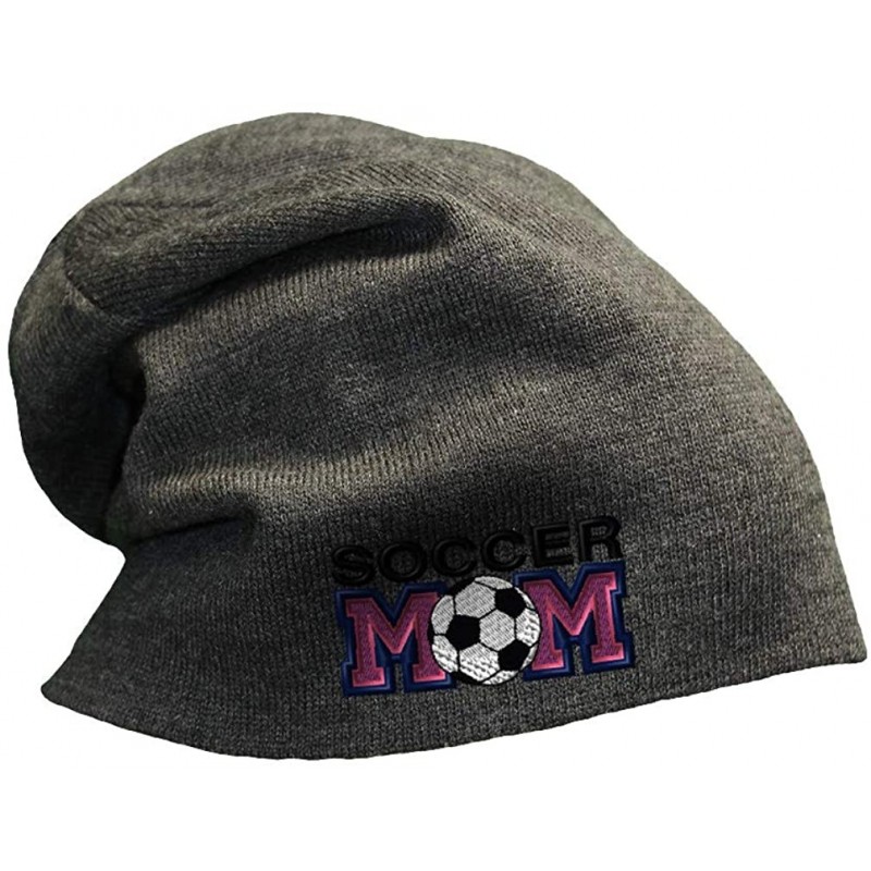 Skullies & Beanies Custom Slouchy Beanie Soccer Mom B Embroidery Skull Cap Hats for Men & Women - Dark Grey - CJ18A58GL74 $33.03