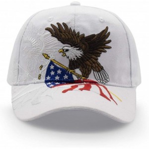 Baseball Caps American Flag USA Eagle Baseball Cap 3D Embroidery Hats for Men Women - White - C918TS448RI $19.55