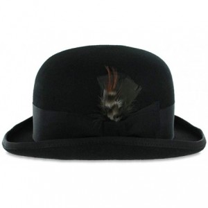 Fedoras Belfry Bowler Derby 100% Pure Wool Theater Quality Hat in Black Brown Grey Navy Pearl Green - Black - CM11GY7P05P $94.78