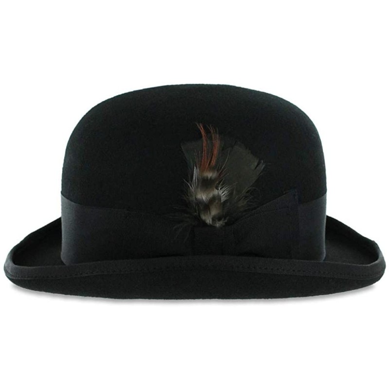 Fedoras Belfry Bowler Derby 100% Pure Wool Theater Quality Hat in Black Brown Grey Navy Pearl Green - Black - CM11GY7P05P $85.86