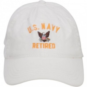 Baseball Caps US Navy Retired Military Embroidered Washed Cap - White - CP126E9CIBL $51.15