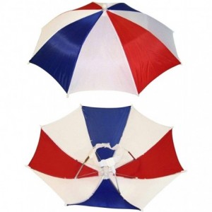 Sun Hats 4 Pack Umbrella Hat Cap Hands Free with Head Strap for Sun Rain - 4 Pack Red White Blue - CQ11K9AOY13 $46.08