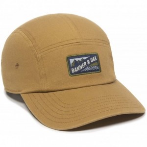 Baseball Caps Bankside Woven Label Scout Patch Camper Style Hat - Adjustable Ladies Fit Baseball Cap w/Tuck Closure - Tan - C...