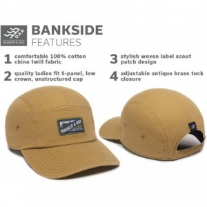 Baseball Caps Bankside Woven Label Scout Patch Camper Style Hat - Adjustable Ladies Fit Baseball Cap w/Tuck Closure - Tan - C...