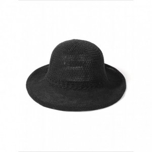 Sun Hats Women Fedora Straw Bucket Hat Travel Carry Foldable Summer Sunhat - Black - CL18RNRHGT3 $27.37