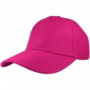 Baseball Caps Plain Blank Baseball Caps Adjustable Back Strap Wholesale Lot 6 Pack - Hot Pink - CS18U9QT4QD $27.67