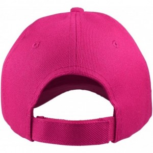 Baseball Caps Plain Blank Baseball Caps Adjustable Back Strap Wholesale Lot 6 Pack - Hot Pink - CS18U9QT4QD $27.67