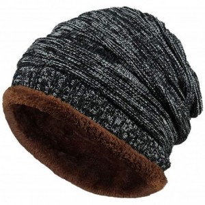 Skullies & Beanies Men Winter Skull Cap Beanie Large Knit Hat with Thick Fleece Lined Daily - O - Black - CA18ZGRHMQE $28.04
