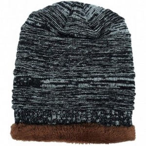 Skullies & Beanies Men Winter Skull Cap Beanie Large Knit Hat with Thick Fleece Lined Daily - O - Black - CA18ZGRHMQE $28.04