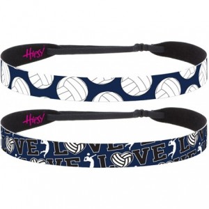 Headbands Cute Adjustable No Slip I Love Volleyball Headbands for Girls & Women - Volleyball Navy 2pk - CA188EYW287 $28.85