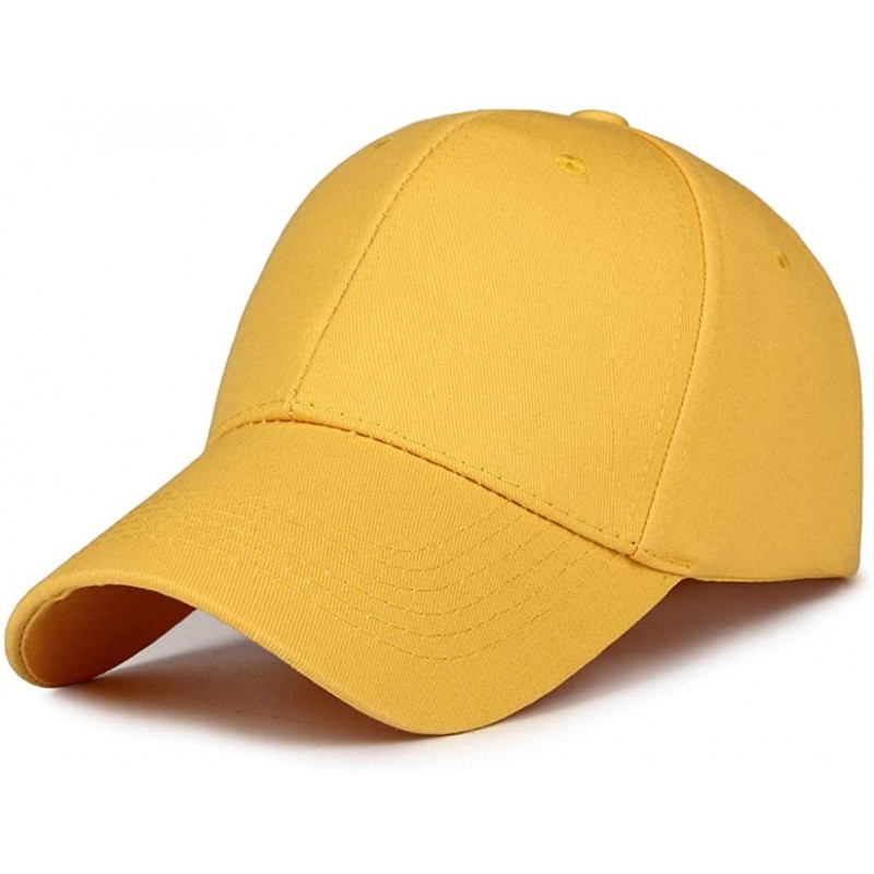 Sun Hats Mens Womens Baseball Cap Adjustable Cotton Dad Hat Classic Sports Hats - Yellow - C518O94QYOS $20.92
