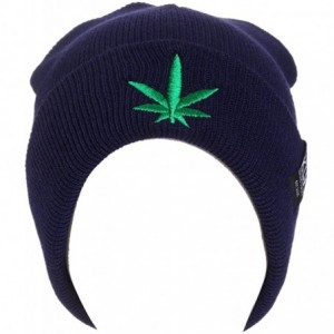 Skullies & Beanies Women's Green Leaves Winter Wool Cap Hip hop Knitting Skull hat - Navy - CP188U5NHW6 $26.11