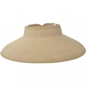 Sun Hats Lullaby Women's UPF 50+ Packable Wide Brim Roll-Up Sun Visor Beach Straw Hat - Beige/Brown - CW18423ISXD $28.83