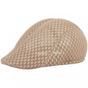 Newsboy Caps Men's Mesh Cotton Summer Ivy Hat Ascot Flat Cap Breathable Gatsby Newsboy Hat Cabbie Beret - Khaki - C618REYG9LT...