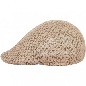 Newsboy Caps Men's Mesh Cotton Summer Ivy Hat Ascot Flat Cap Breathable Gatsby Newsboy Hat Cabbie Beret - Khaki - C618REYG9LT...