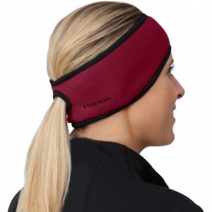 Balaclavas Women's Ponytail Headband - Fleece Earband - Winter Running Headband - Cherry Red / Black - C6113Y96LFJ $37.88